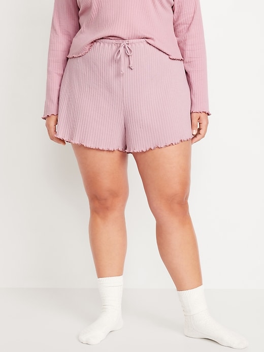 Image number 7 showing, High-Waisted Ribbed Pajama Shorts