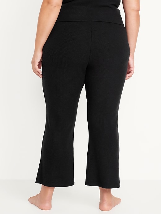 Image number 8 showing, High-Waisted Ribbed Crop Flare Lounge Pants