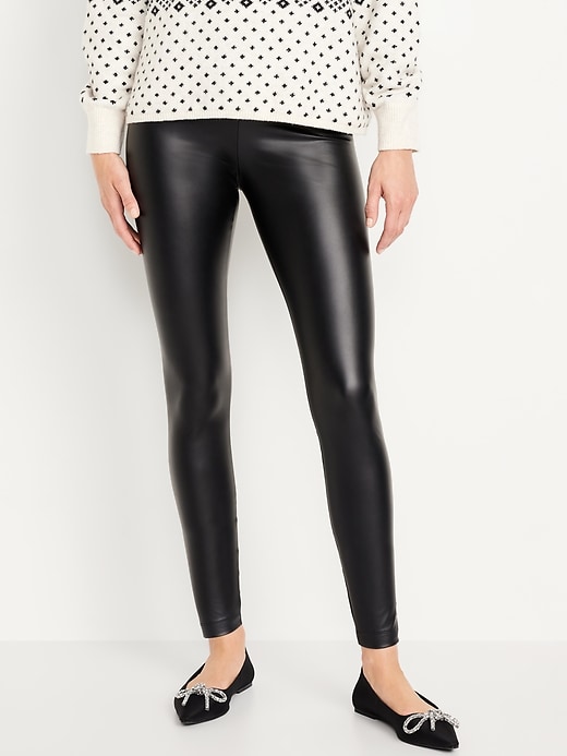 Image number 1 showing, High-Waisted Faux Leather Leggings