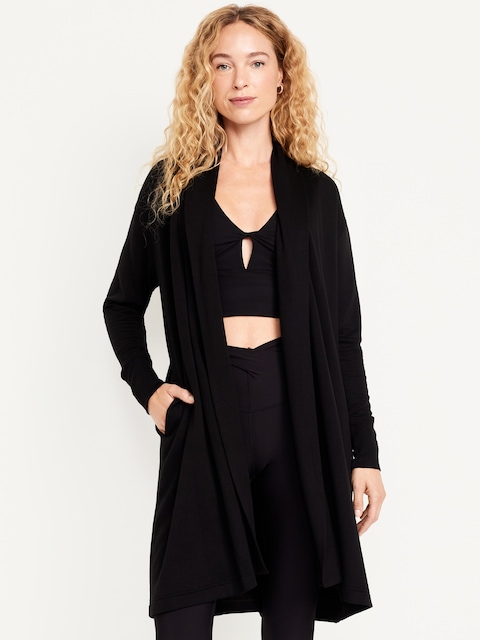 Live-In Open-Front Longline Wrap - Black Jack