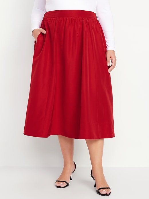 Image number 7 showing, Taffeta Midi Swing Skirt