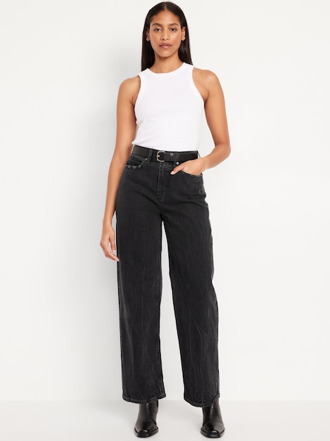 Curvy Extra High-Waisted Wide-Leg Jeans - Black Wash