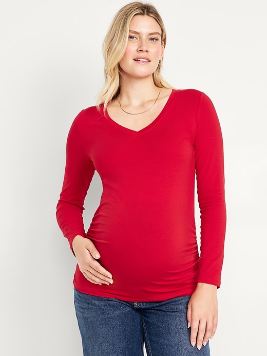 Image number 1 showing, Maternity V-Neck Long-Sleeve T-Shirt