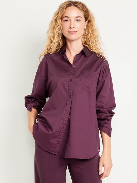 Image number 1 showing, Oversized Button-Down Boyfriend Shirt