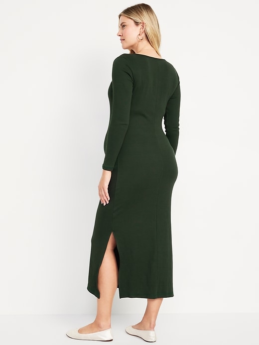 Maternity Long-Sleeve Henley Midi Dress | Old Navy