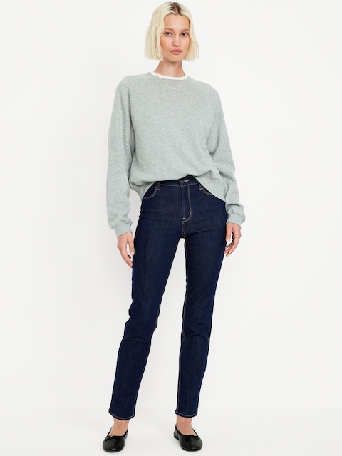 High-Waisted Wow Straight Ankle Jeans - Dark Wash