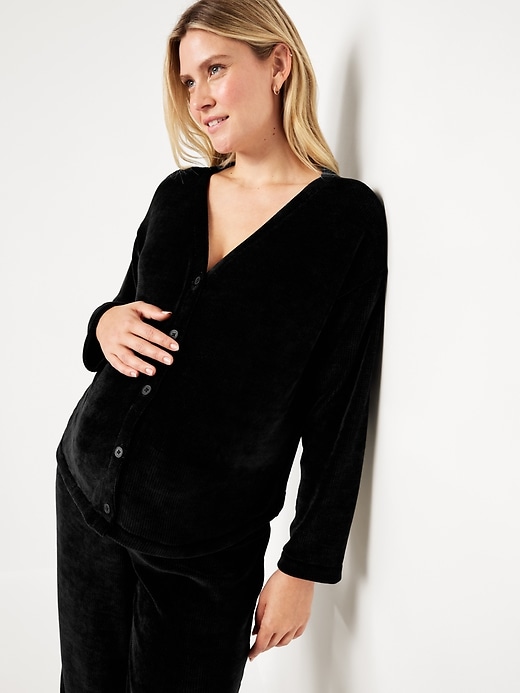 Image number 3 showing, Maternity Cozy Chenille Button-Down Top