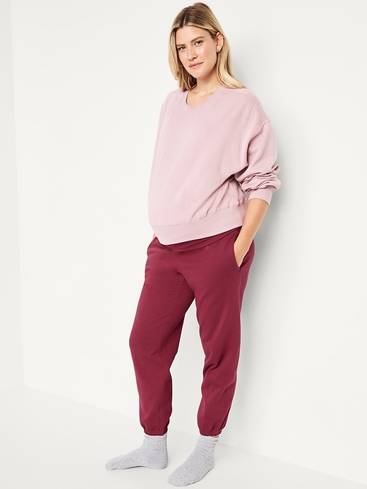 Image number 3 showing, Maternity Rollover-Waist Jogger Sweatpants