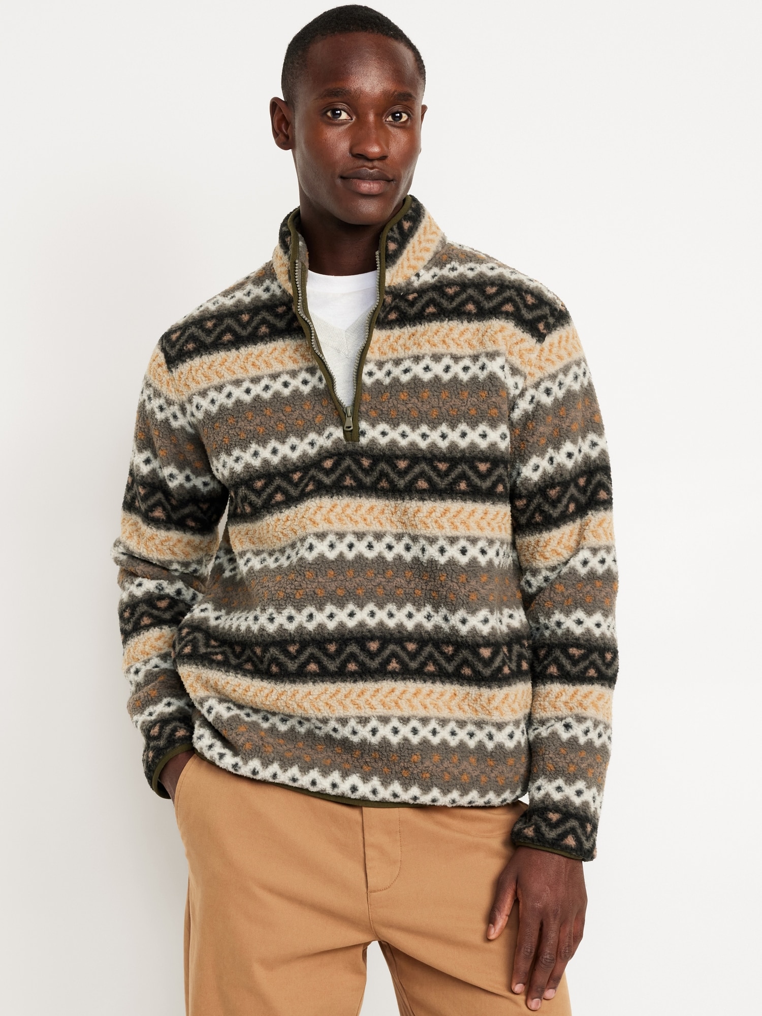 Sherpa Fair Isle Quarter Zip Old Navy