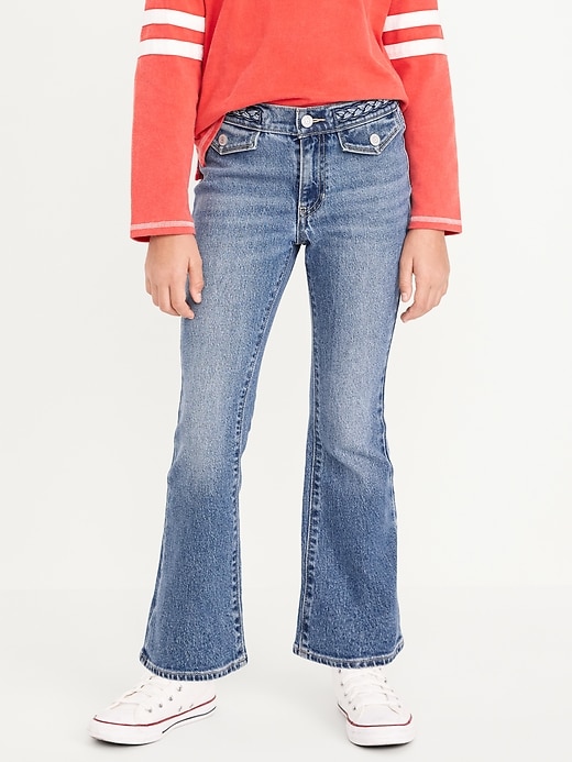 View large product image 1 of 5. High-Waisted Braided-Waist Flare Jeans for Girls