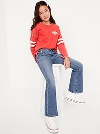 View large product image 3 of 5. High-Waisted Braided-Waist Flare Jeans for Girls