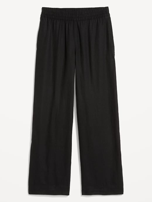 Image number 1 showing, High-Waisted Linen-Blend Wide-Leg Pants