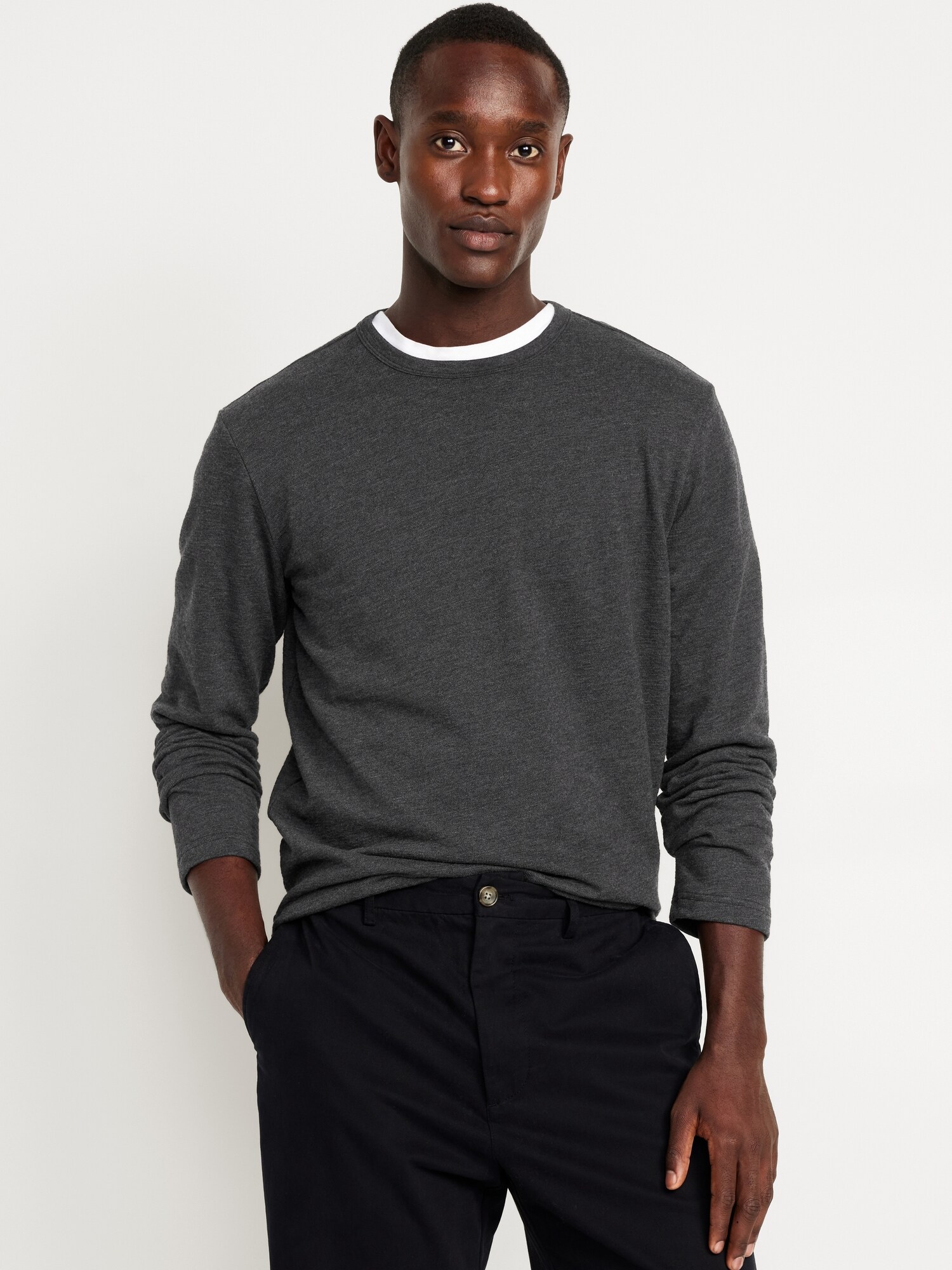 thumbnail image 2 of Goodfellow & Co Men's Nature's Brown Textured Pullover – Long Sleeve Crewneck 2 of 5