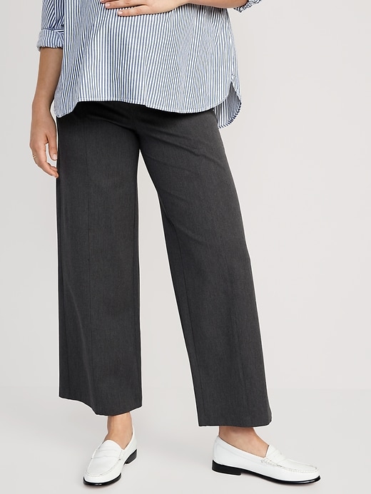 Image number 7 showing, Maternity Full-Panel Pixie Wide-Leg Pants