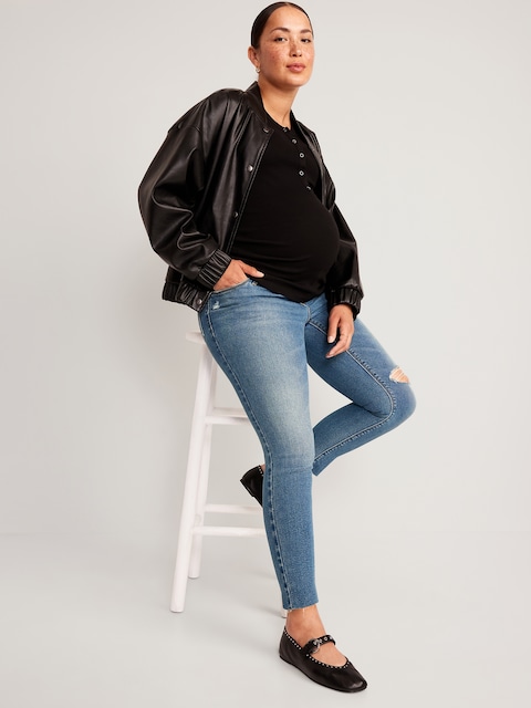 Maternity Premium Full Panel Rockstar Super Skinny Ripped Jeans - Marsha