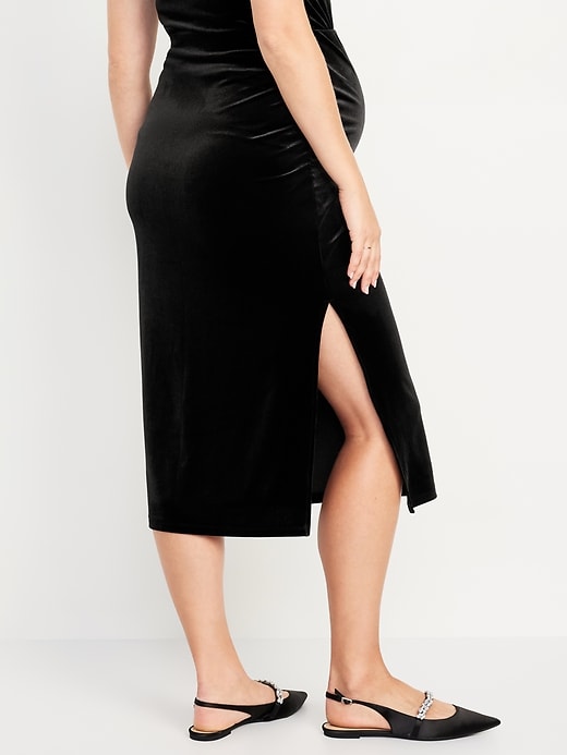 Image number 2 showing, Maternity Full-Panel Velvet Midi Skirt