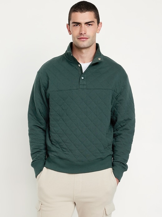 Image number 1 showing, Quarter-Snap Quilted Fleece Sweatshirt