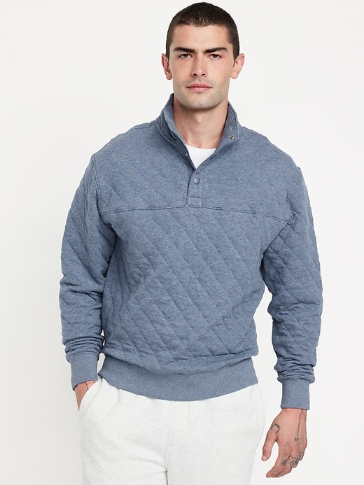 Image number 1 showing, Quarter-Snap Quilted Fleece Sweatshirt