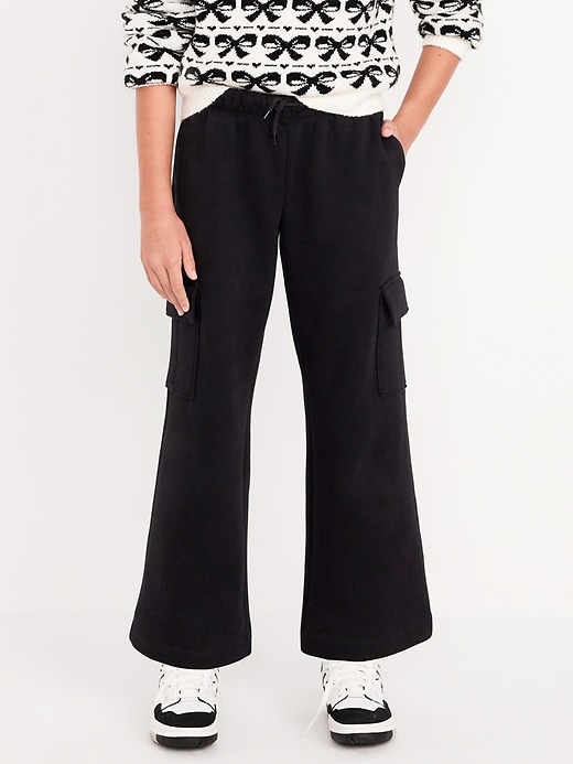 View large product image 1 of 4. High-Waisted Wide-Leg Fleece Cargo Pants for Girls