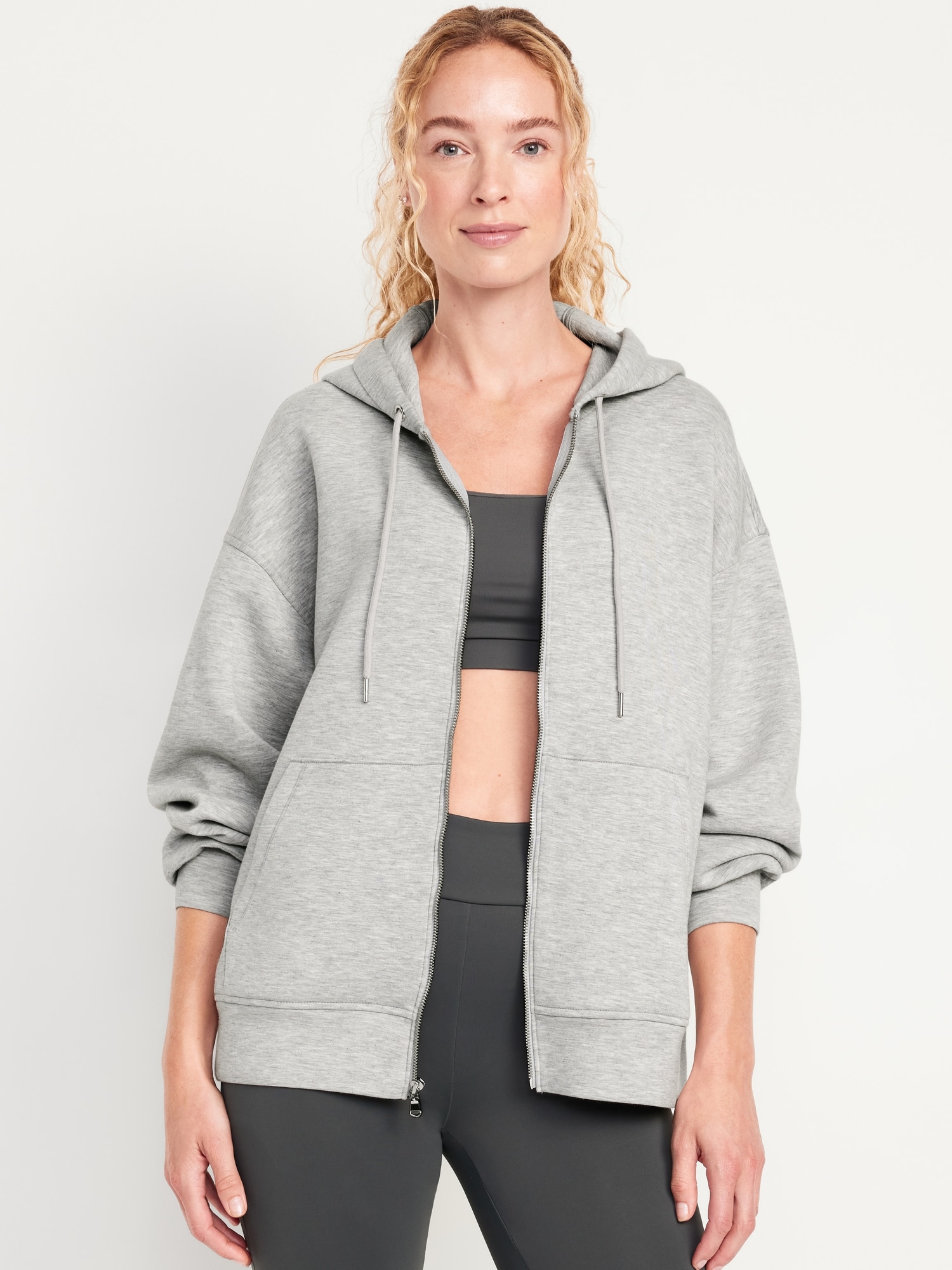 Oversized Bounce Fleece Zip Tunic Hoodie