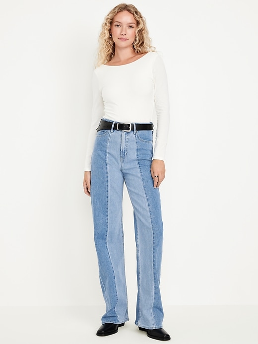 Image number 1 showing, Extra High-Waisted Sky-Hi Wide-Leg Jeans