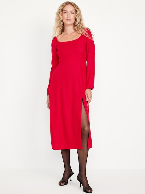 Fit & Flare Crepe Dress - Robbie Red