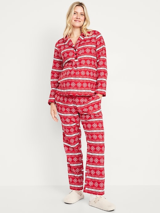 Image number 1 showing, Maternity Matching Flannel Pajama Set