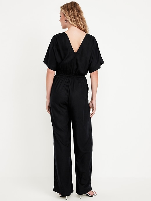 Image number 8 showing, Waist-Defined Crepe Wide-Leg Jumpsuit