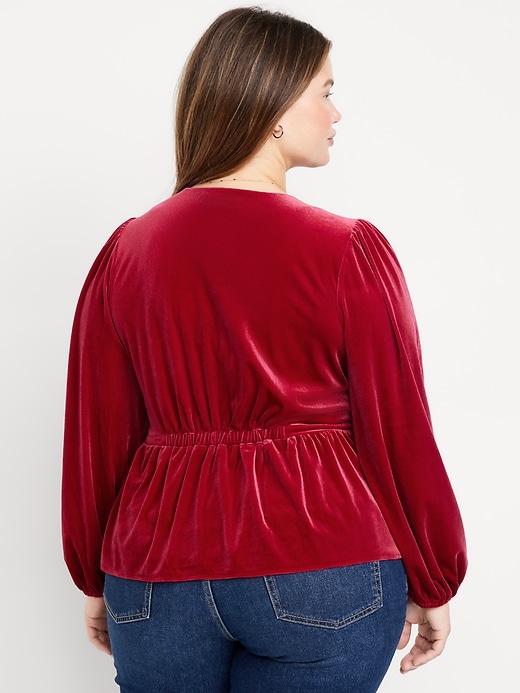 Image number 8 showing, Waist-Defined Velvet Peplum Top