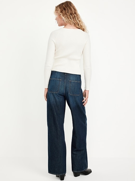 Image number 3 showing, High-Waisted Baggy Wide-Leg Trouser Jeans