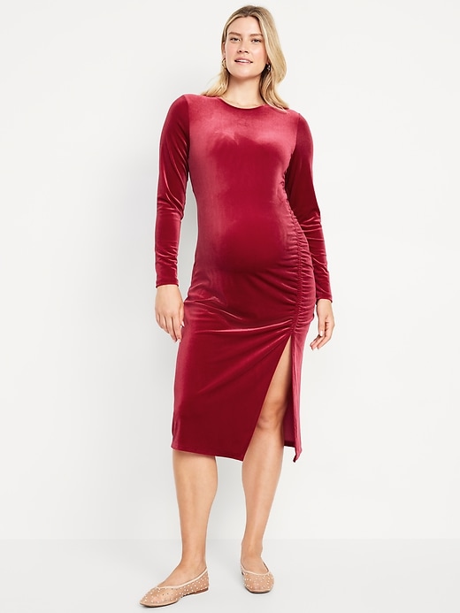 Image number 1 showing, Maternity Velvet Midi Dress