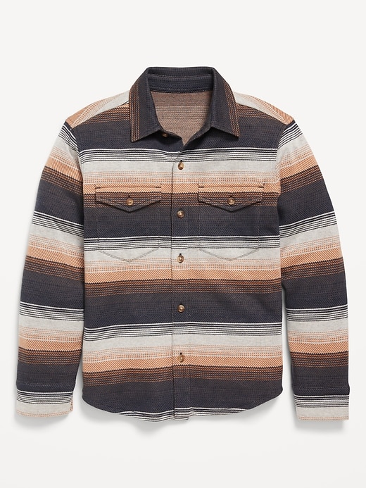 View large product image 2 of 4. Printed Long-Sleeve Jacquard-Knit Pocket Shirt for Boys