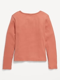 View large product image 3 of 3. Fitted Long-Sleeve Ribbed Lace-Up Top for Girls