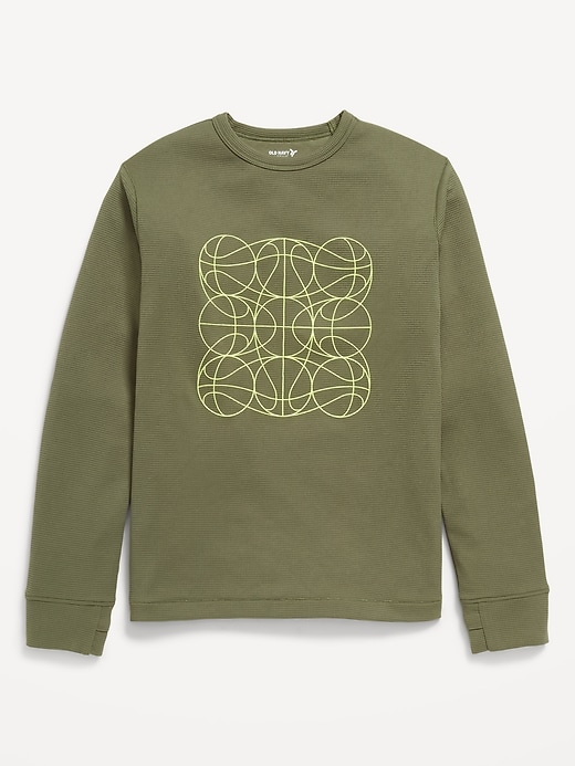 View large product image 2 of 4. Long-Sleeve Waffle-Knit Graphic Performance Top for Boys