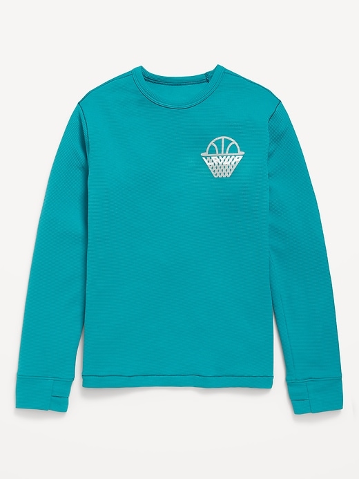 View large product image 2 of 4. Long-Sleeve Waffle-Knit Graphic Performance Top for Boys