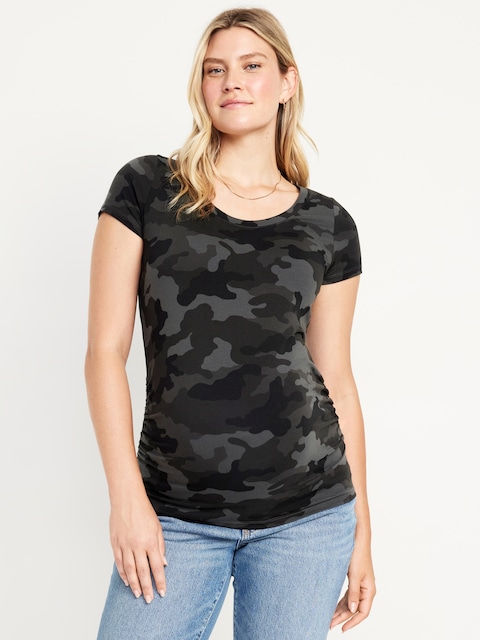 Maternity Scoop-Neck T-Shirt - Black Camo