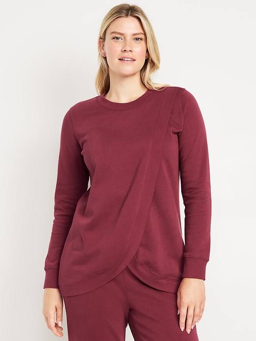 Image number 1 showing, Maternity Cross-Front Nursing Sweatshirt