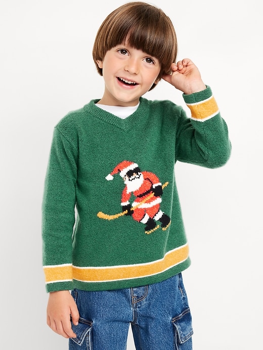 View large product image 1 of 2. SoSoft V-Neck Graphic Sweater for Toddler Boys