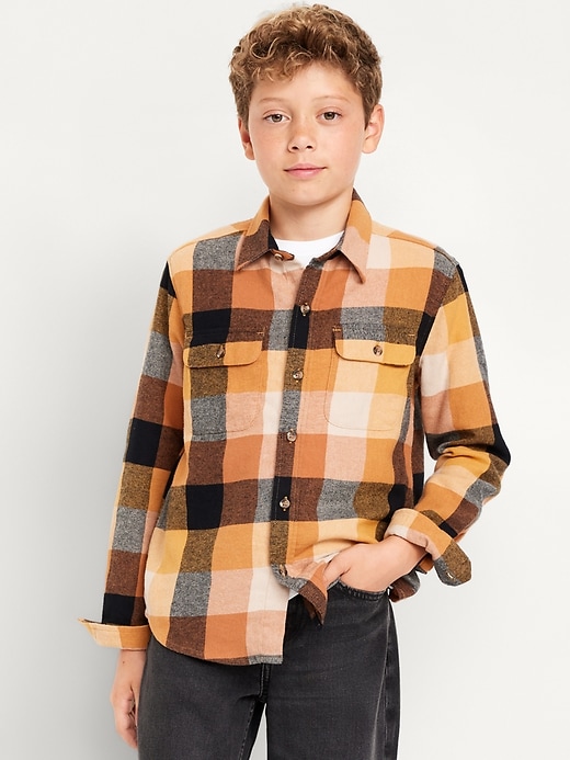 View large product image 1 of 3. Soft-Brushed Flannel Pocket Shirt for Boys