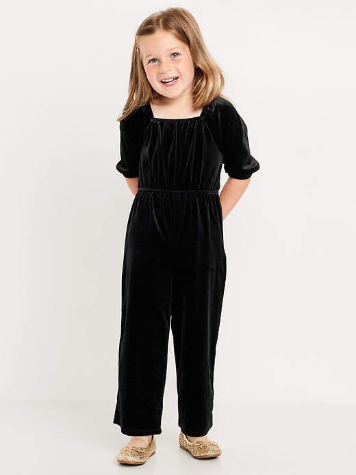 View large product image 1 of 2. Velvet Back-Bow Jumpsuit for Toddler Girls