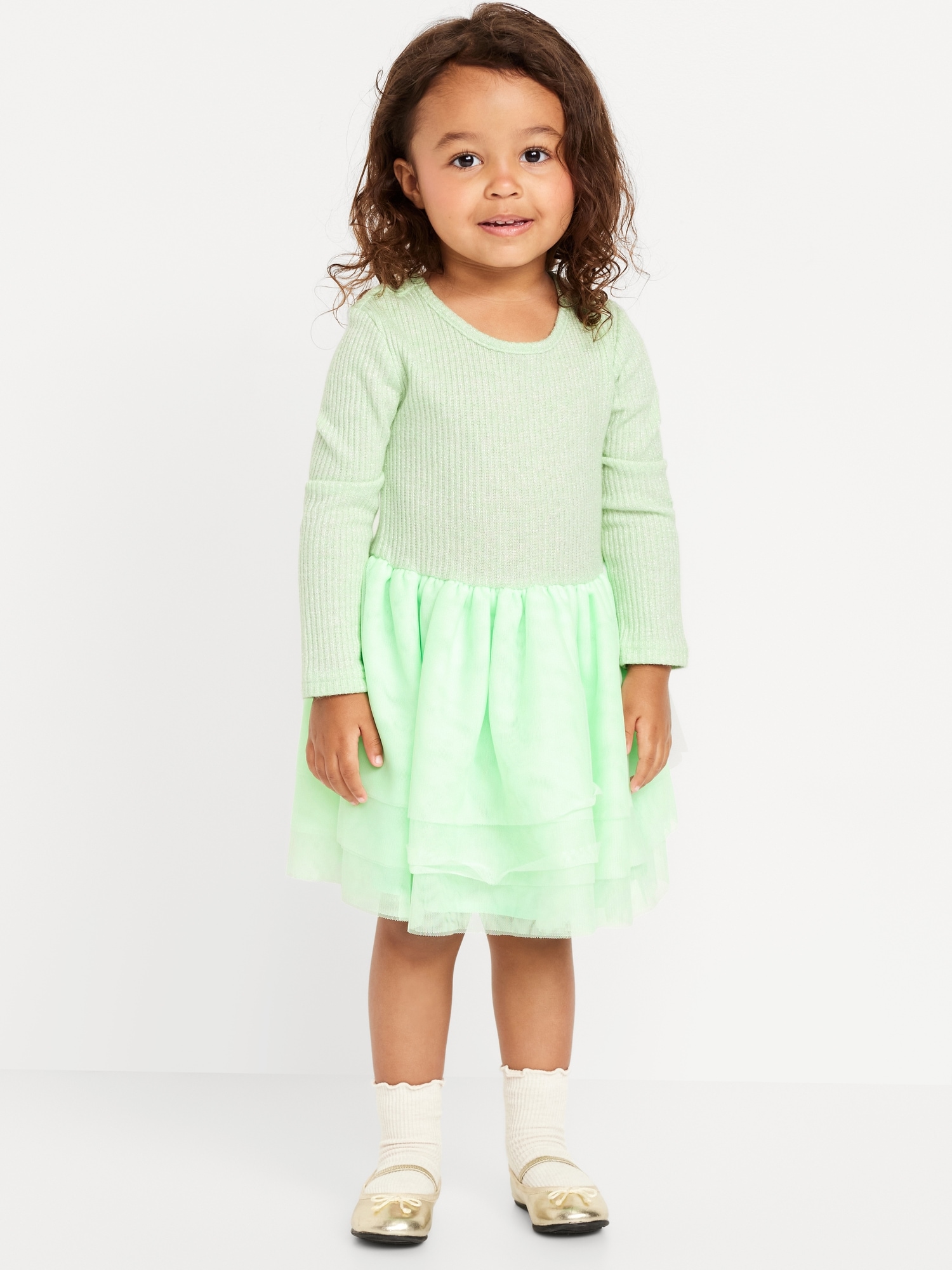 Old Navy Plush Ribbed Tutu Dress for Toddler Girls Green Size 12 18 M