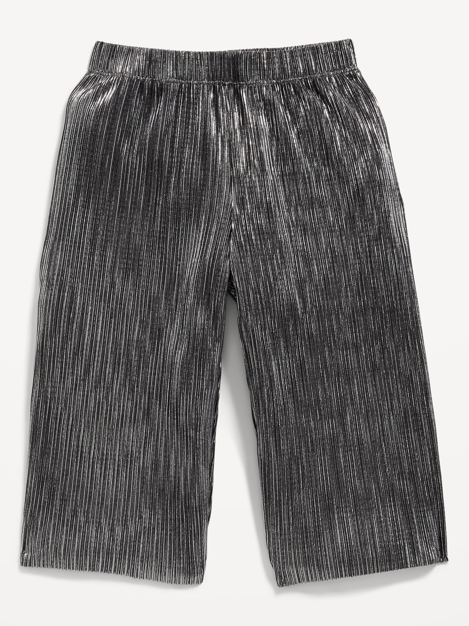 Shiny Metallic Cropped Wide-Leg Pants for Toddler Girls