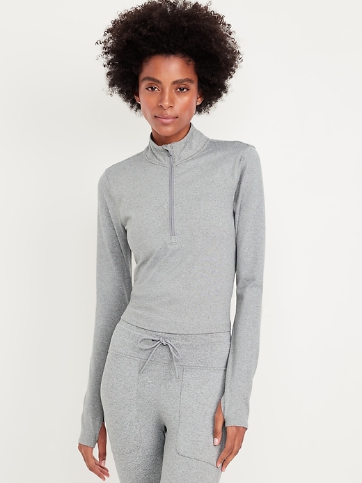 Image number 1 showing, CloudComfy Crop Quarter Zip