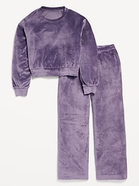 View large product image 3 of 4. Velour Crew-Neck Sweatshirt and Straight-Leg Pants Set for Girls