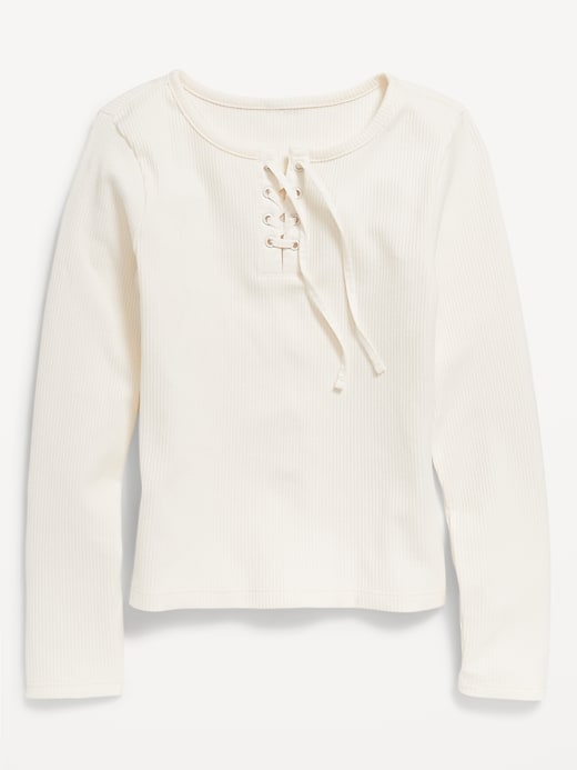 View large product image 2 of 3. Fitted Long-Sleeve Lace-Up Top for Girls