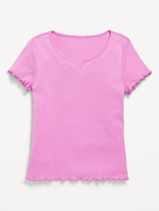 View large product image 2 of 4. Short-Sleeve Lettuce-Edge T-Shirt for Girls