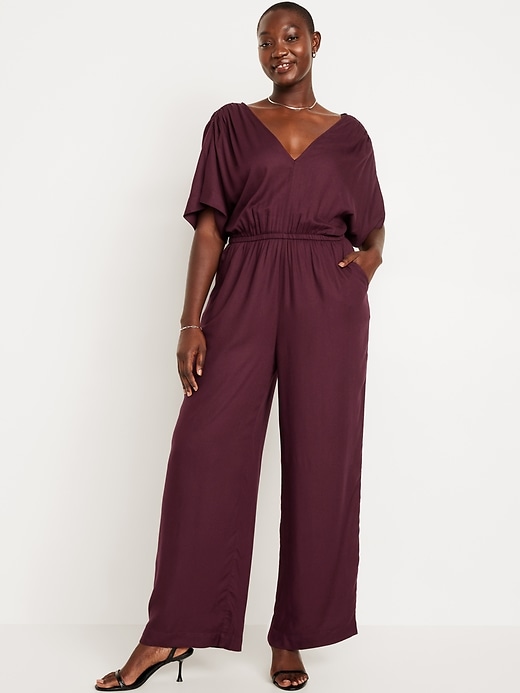 Image number 4 showing, Waist-Defined Crepe Wide-Leg Jumpsuit