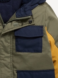 View large product image 3 of 3. Water-Resistant Color-Block Snow Jacket for Toddler Boys