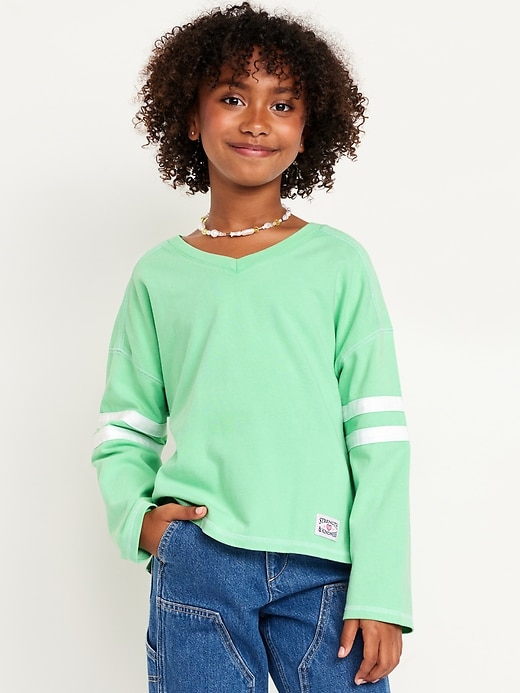 View large product image 1 of 4. Loose Long-Sleeve Graphic Top for Girls