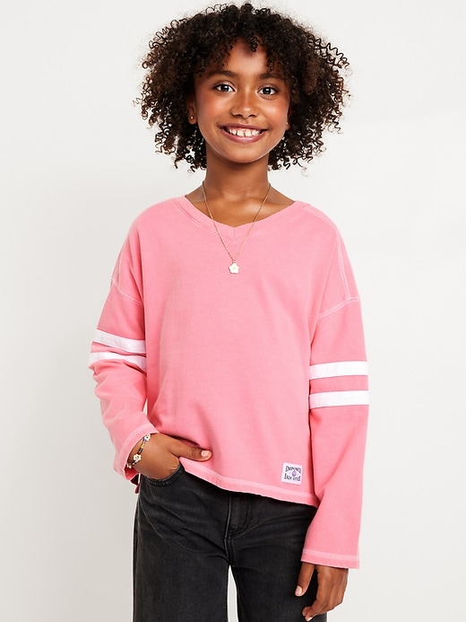 View large product image 1 of 4. Loose Long-Sleeve Graphic Top for Girls